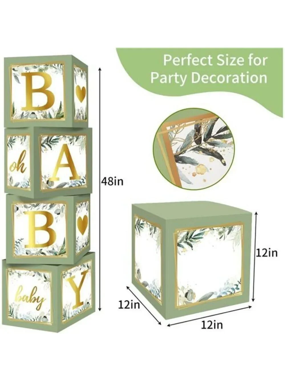 Sage Green Baby Shower Balloon Boxes Gender Reveal Party Decorations Set